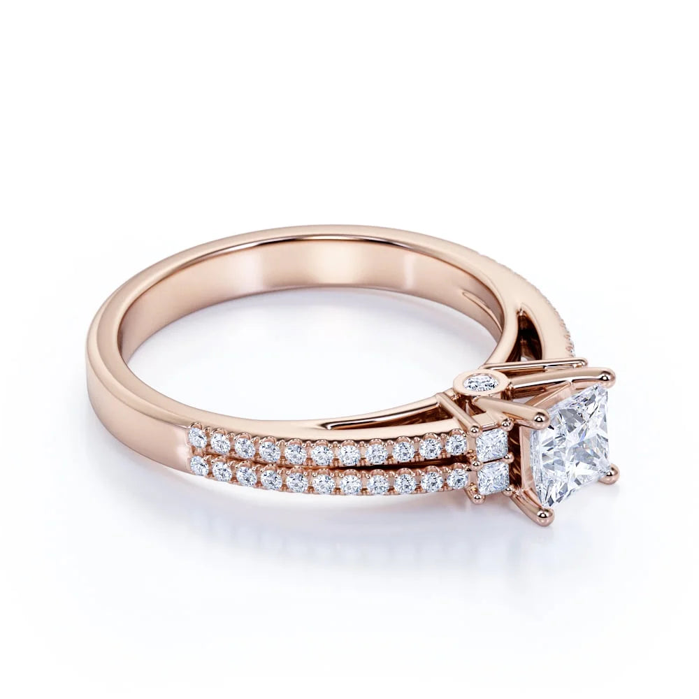 14K Rose Gold Princess Cut Lab Grown Diamond Ring R496506