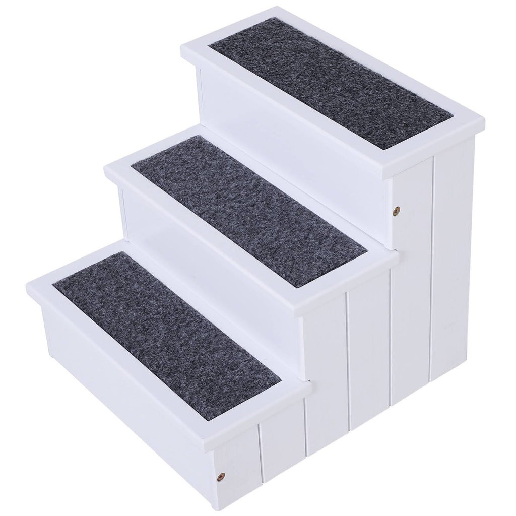 White 3 Step Wooden Non Slip Pet Stairs N14064