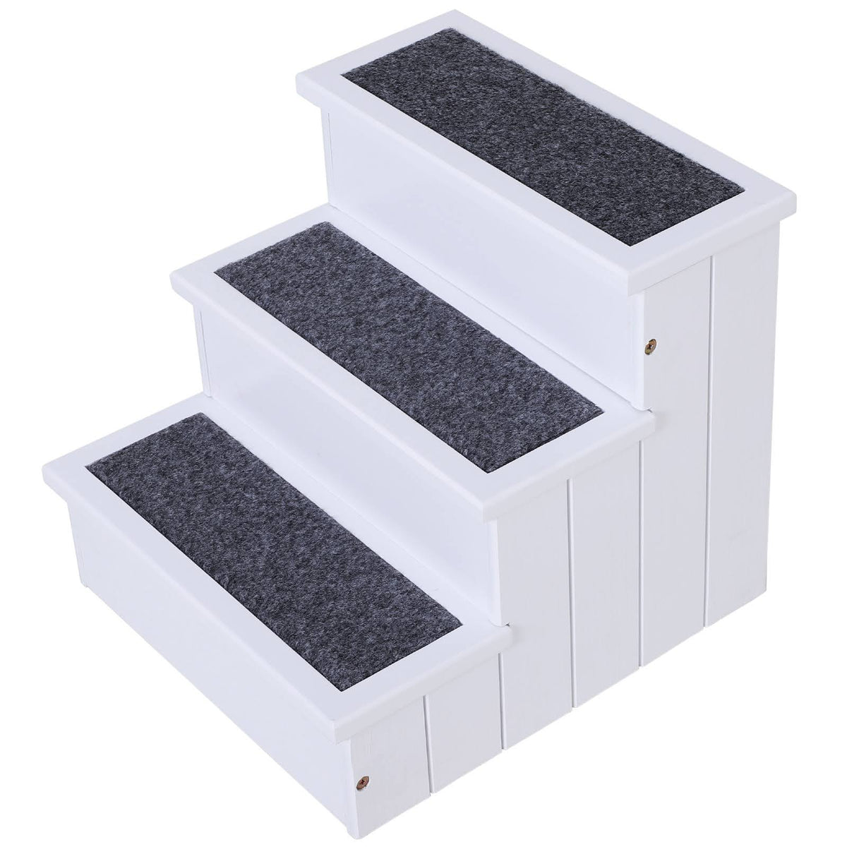 White 3 Step Wooden Non Slip Pet Stairs N14064