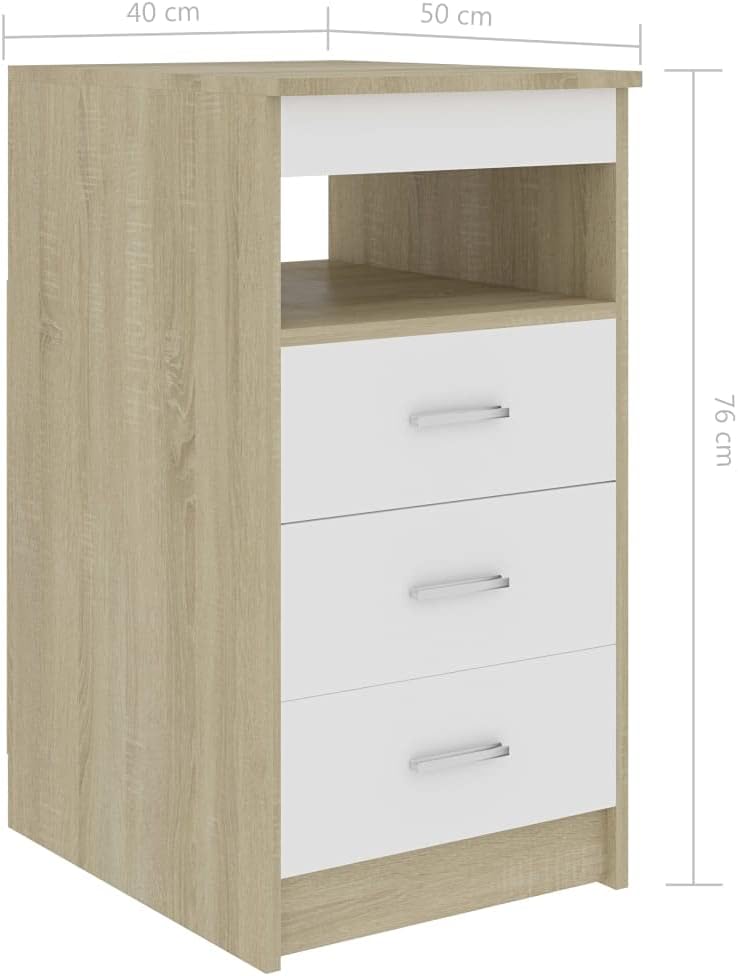 White Sonoma Oak Chipboard Drawer Cabinet R593