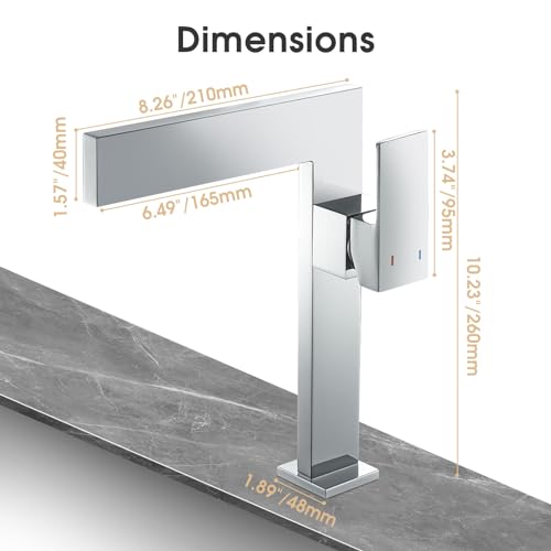 Tall Single Handle 1 Hole Solid Brass Bathroom Sink Faucet W88631