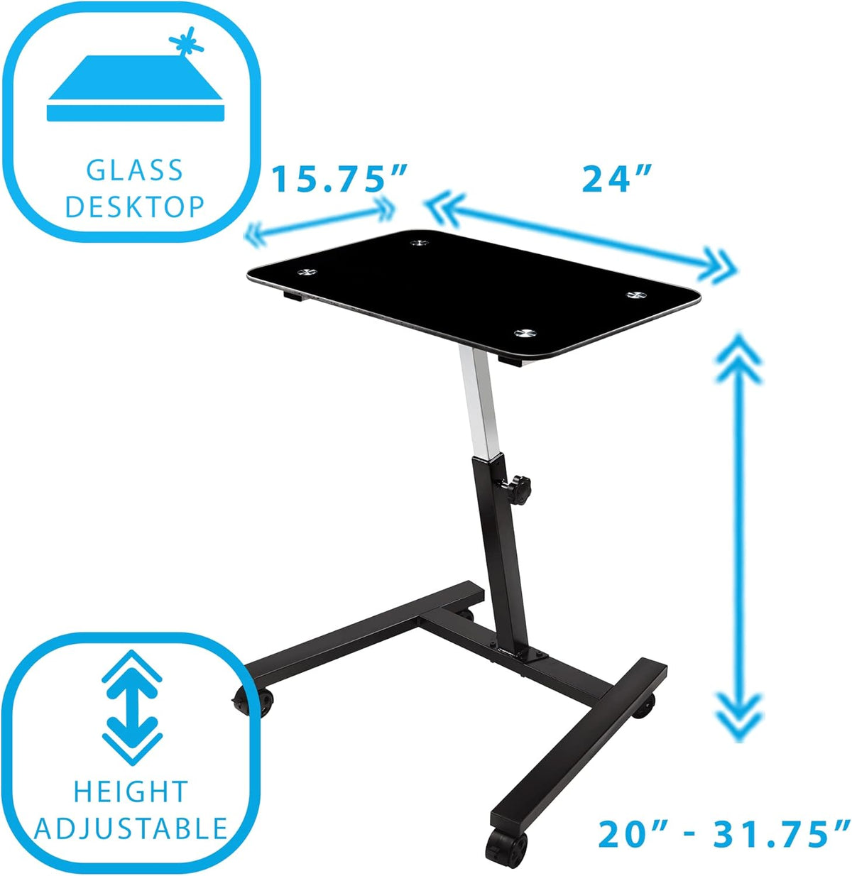 Black Height Adjustable Mobile Laptop Desk Cart R5405