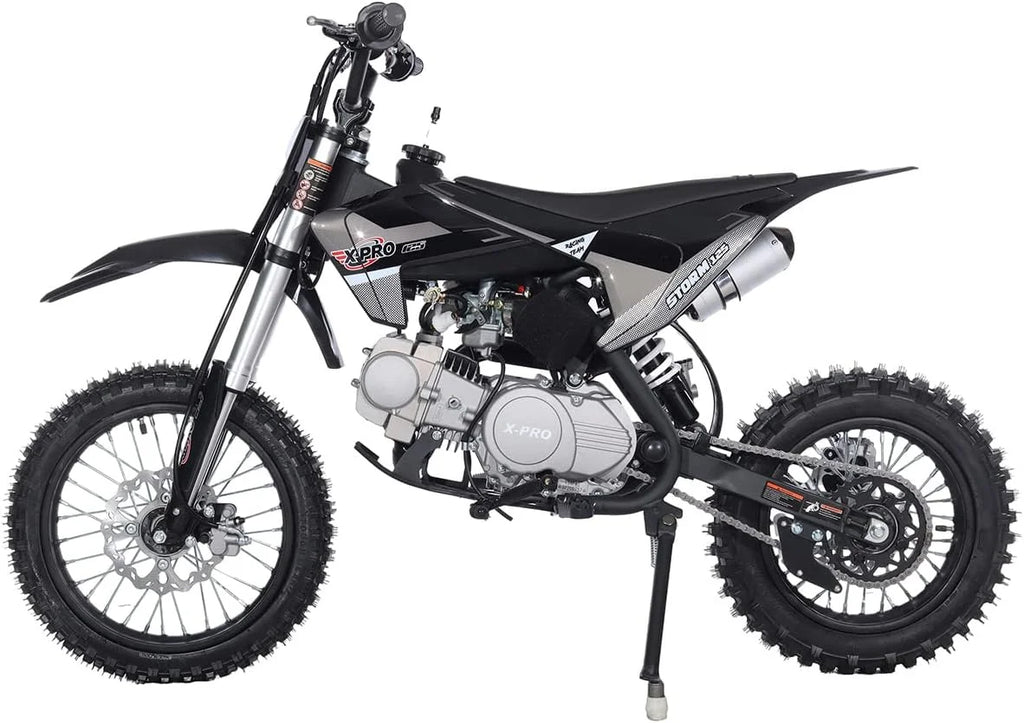 125cc Dirt Bike with 4-Speed Manual Transmission, Kick Start, 14"/12" Tires W77736