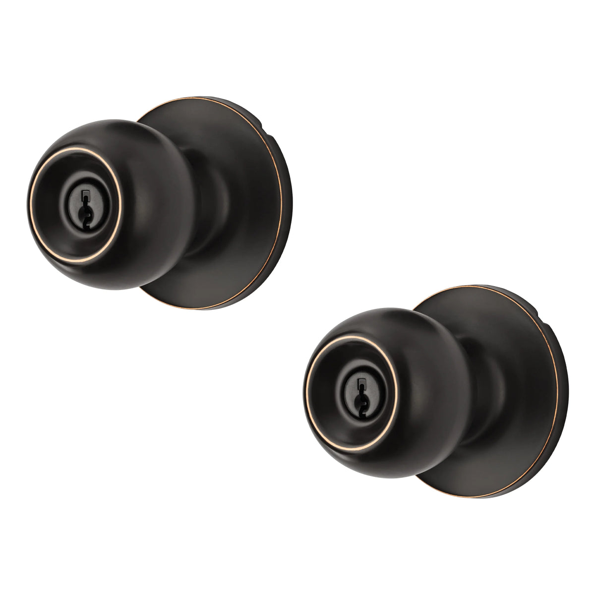 Oil-Rubbed Bronze Ball Locking Doorknobs Twin Pack E636