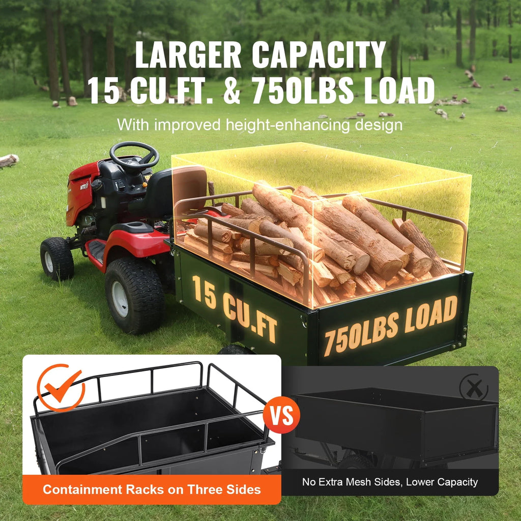 750 lbs 15 Cu. Ft Steel Utility Trailer with Removable Sides Q475