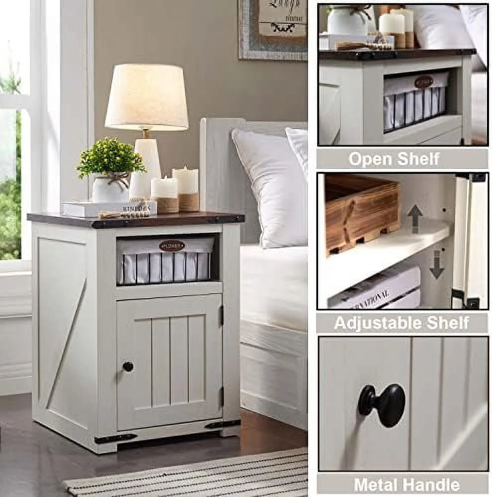20" Farmhouse End Table with Charging Station B21495