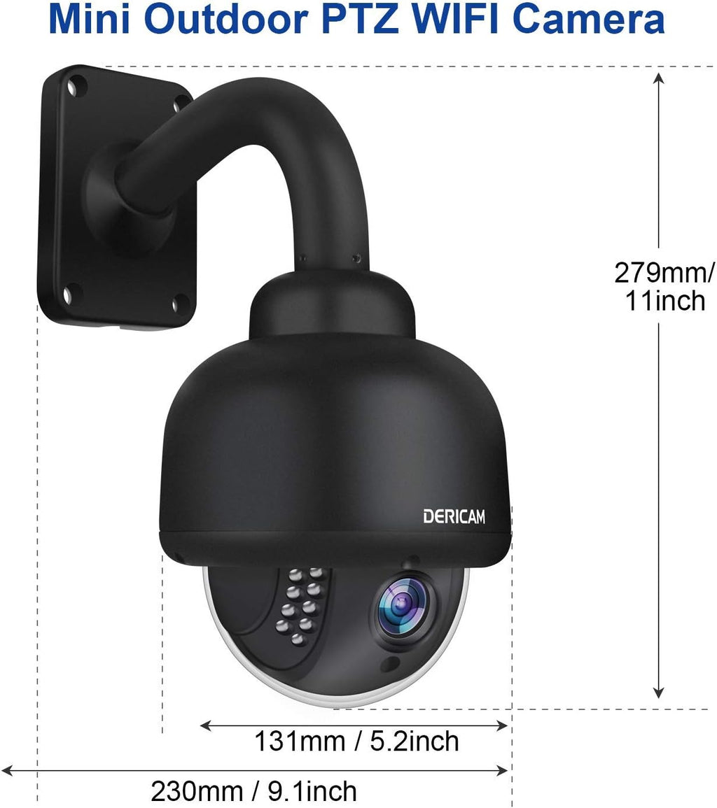 Black Outdoor WiFi PTZ Security Camera with 4X Optical Zoom and 32GB Memory Card X306