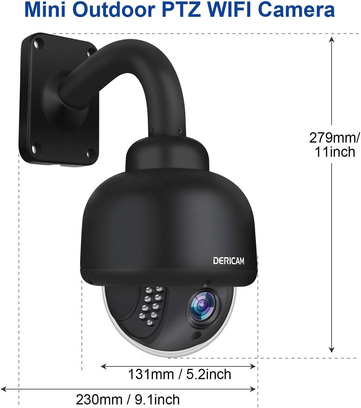 Black Outdoor WiFi PTZ Security Camera with 4X Optical Zoom and 32GB Memory Card X306