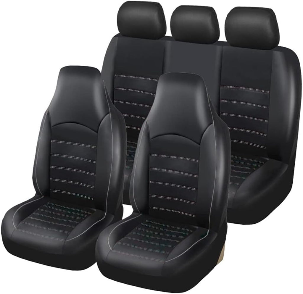 Blue PU Leather Car Seat Covers Full Set Pack of 2 I4920