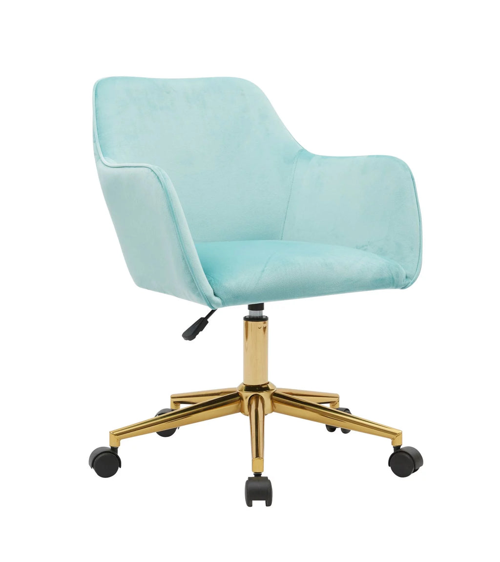 Aqua Light Blue Velvet Adjustable Height Office Chair H554291