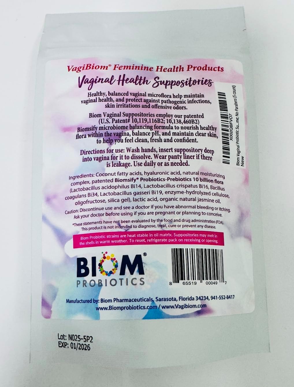 Vaginal Probiotic Suppository, 5 Count E90422