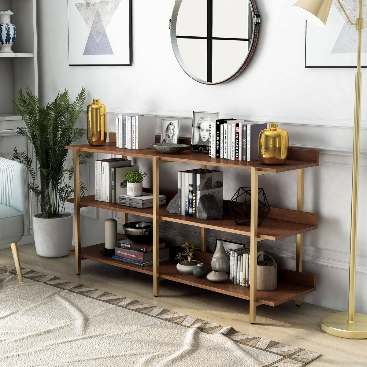 Gold Metal Wide Display Shelf H401
