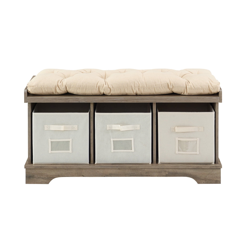 Grey Wash Tufted Storage Bench Y9933
