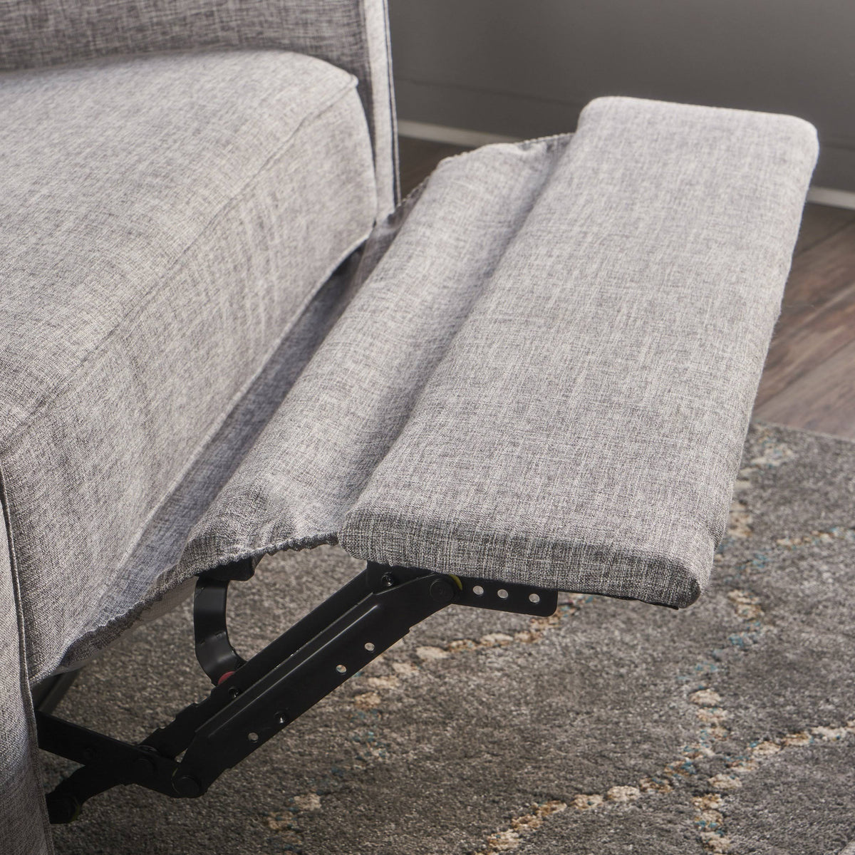 Gray Buttoned Fabric Reclining Loveseat I8947