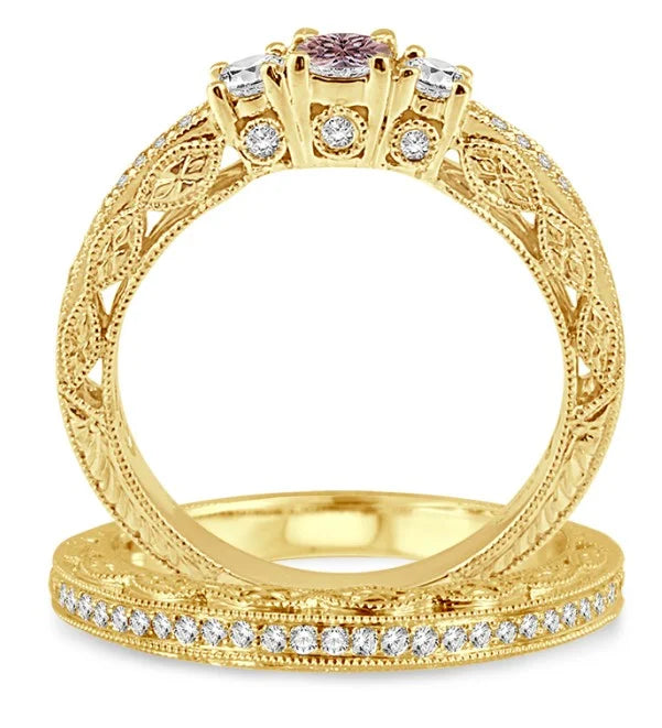 Antique Milgrain Bridal Set on 10k Yellow Gold M446110
