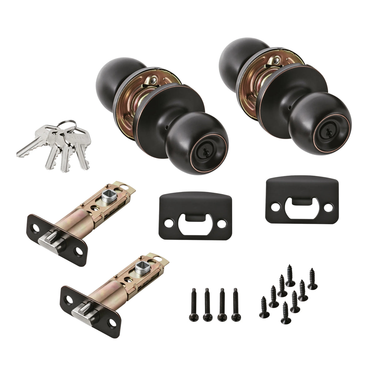 Oil-Rubbed Bronze Ball Locking Doorknobs Twin Pack E636