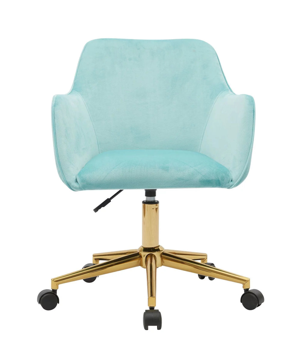 Aqua Light Blue Velvet Adjustable Height Office Chair H554291