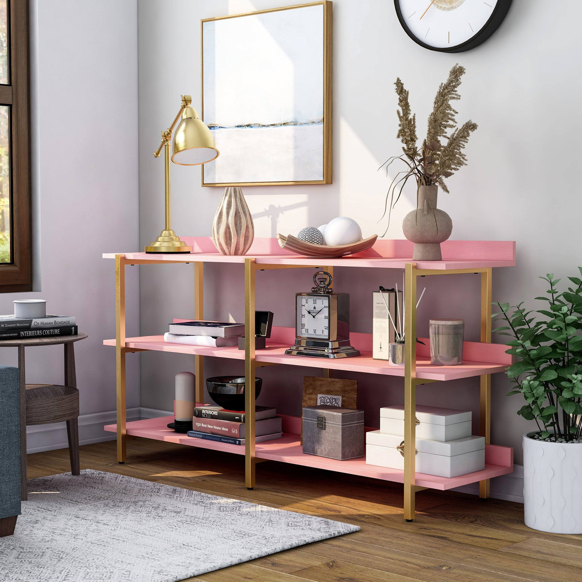 Gold Metal Wide Display Shelf H401