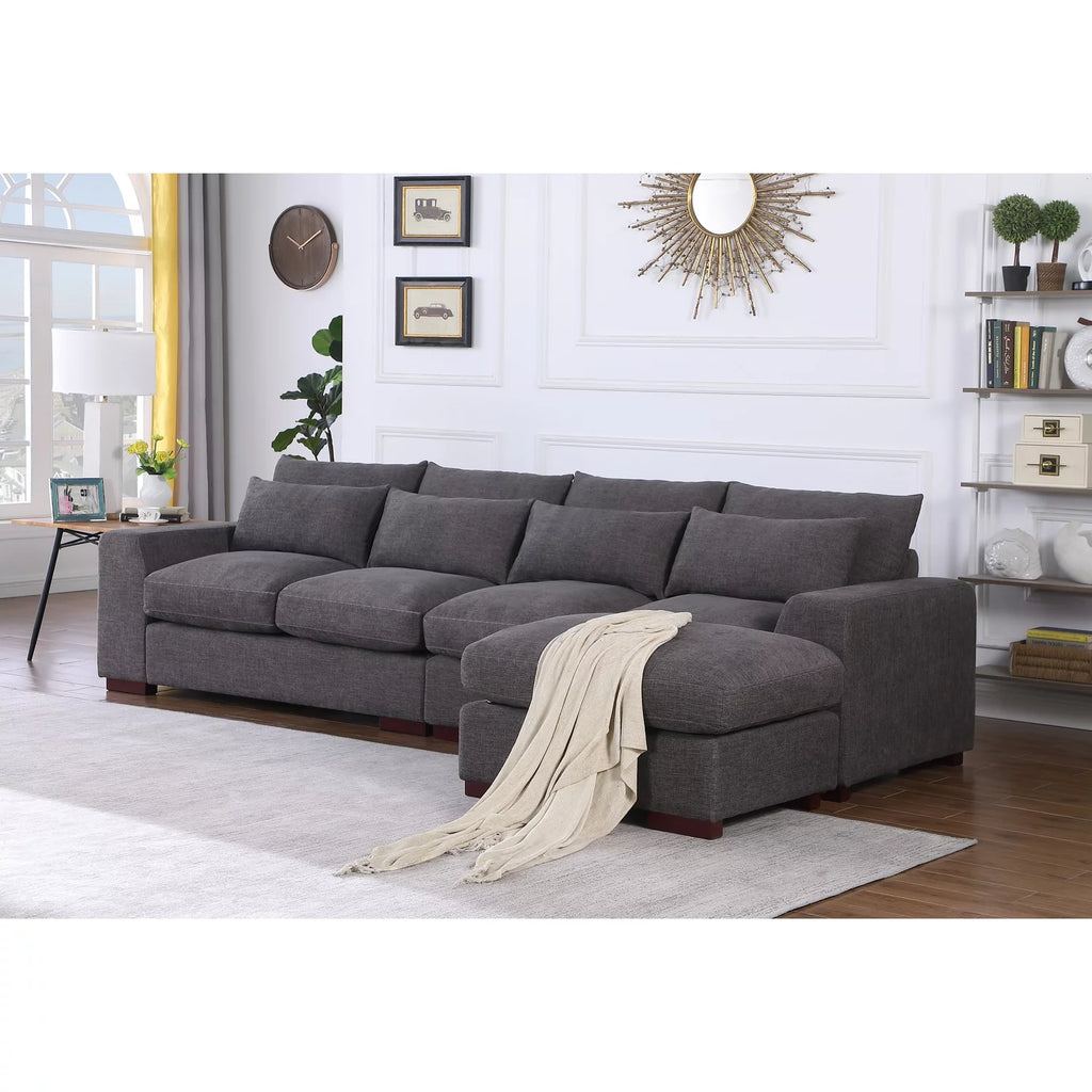 Dark Gray Fabric Modular Reversible Sectional Sofa & Ottoman D807662
