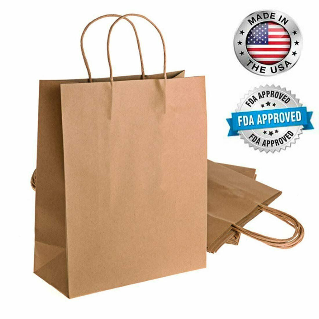 250 Brown Kraft Paper Shopping Bags O64761