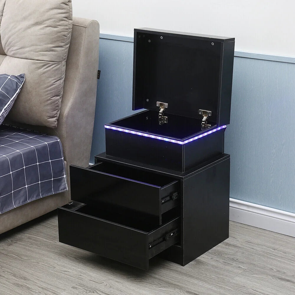 LED High Gloss 2 Drawer Nightstand C264532