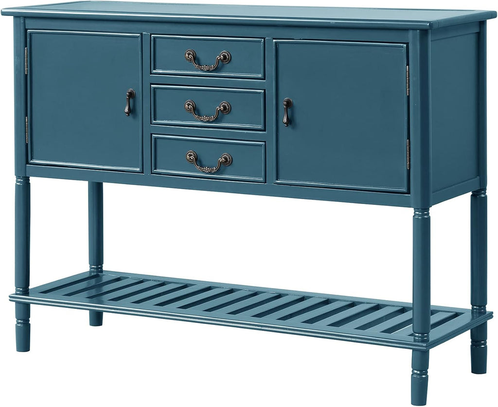 Solid Wood Console Table with 3 Drawers, 2 Cabinet and 1 Shelf W15390