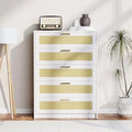 Rattan 5 Drawer White Wooden Dresser P235