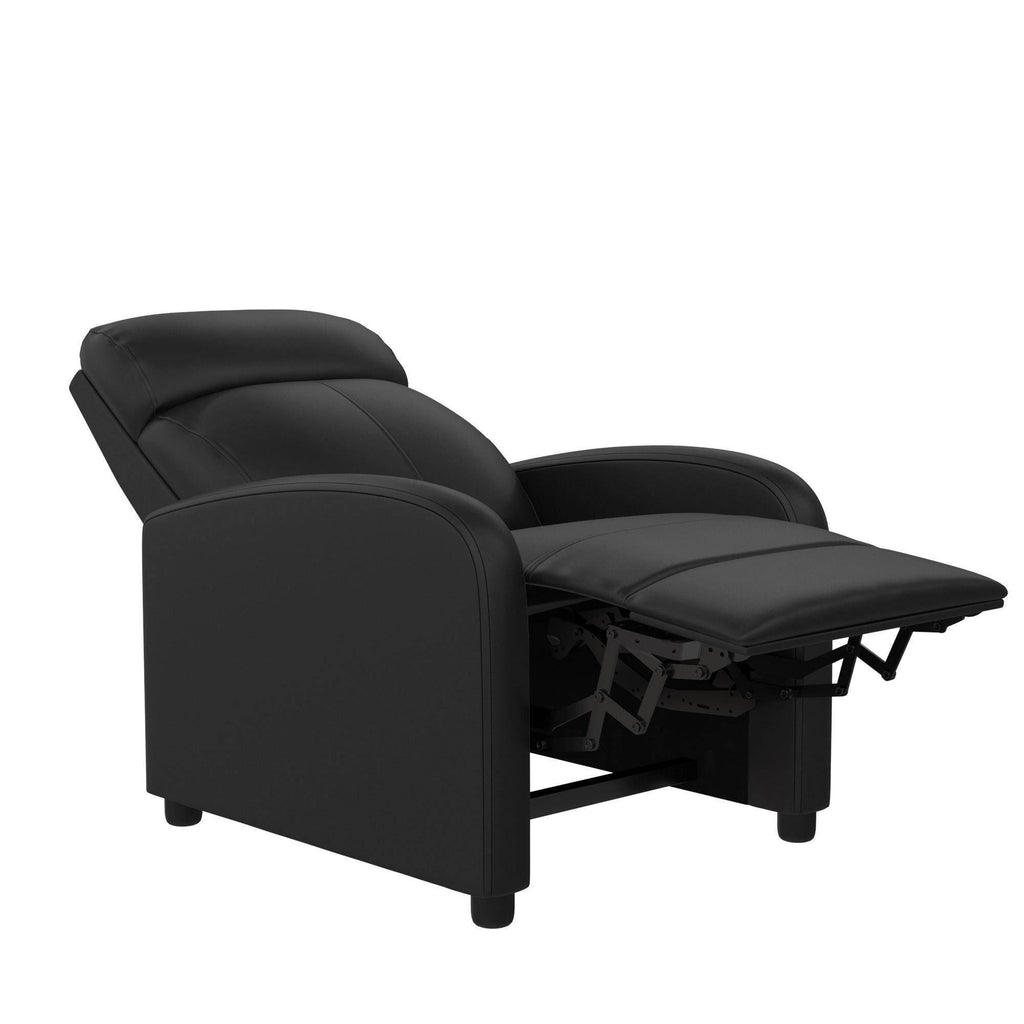 Black Faux Leather Pushback Recliner V791
