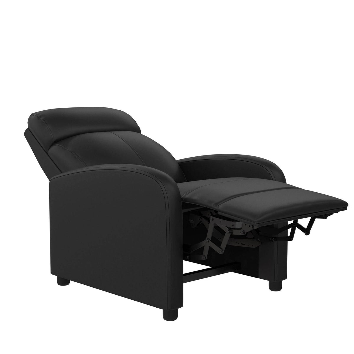 Black Faux Leather Pushback Recliner V791