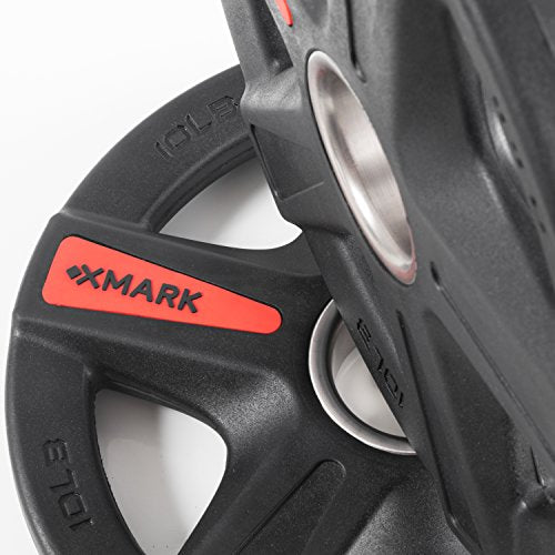 Olympic Weight Plate Sets with Olympic Weightlifting Bar, 2-inch Rubber Coated Olympic Grip Plate Set With 7’ Olympic Bar I201
