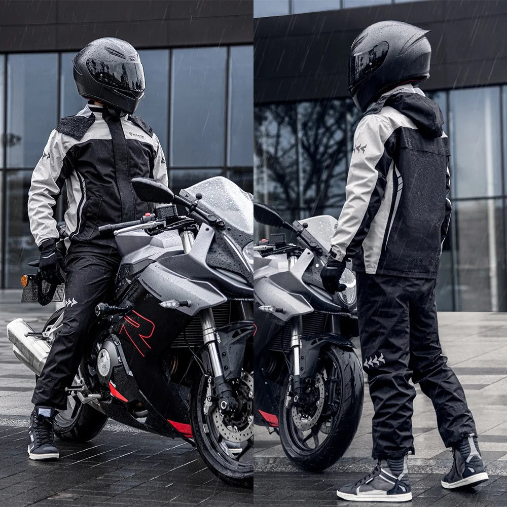 Waterproof Motorcycle Rain Suit Jacket and Pants with Storage Bag J45040