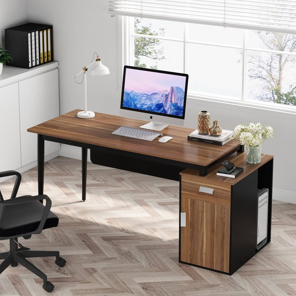 55 inch Computer Desk with Drawers and Storage Cabinet S3003