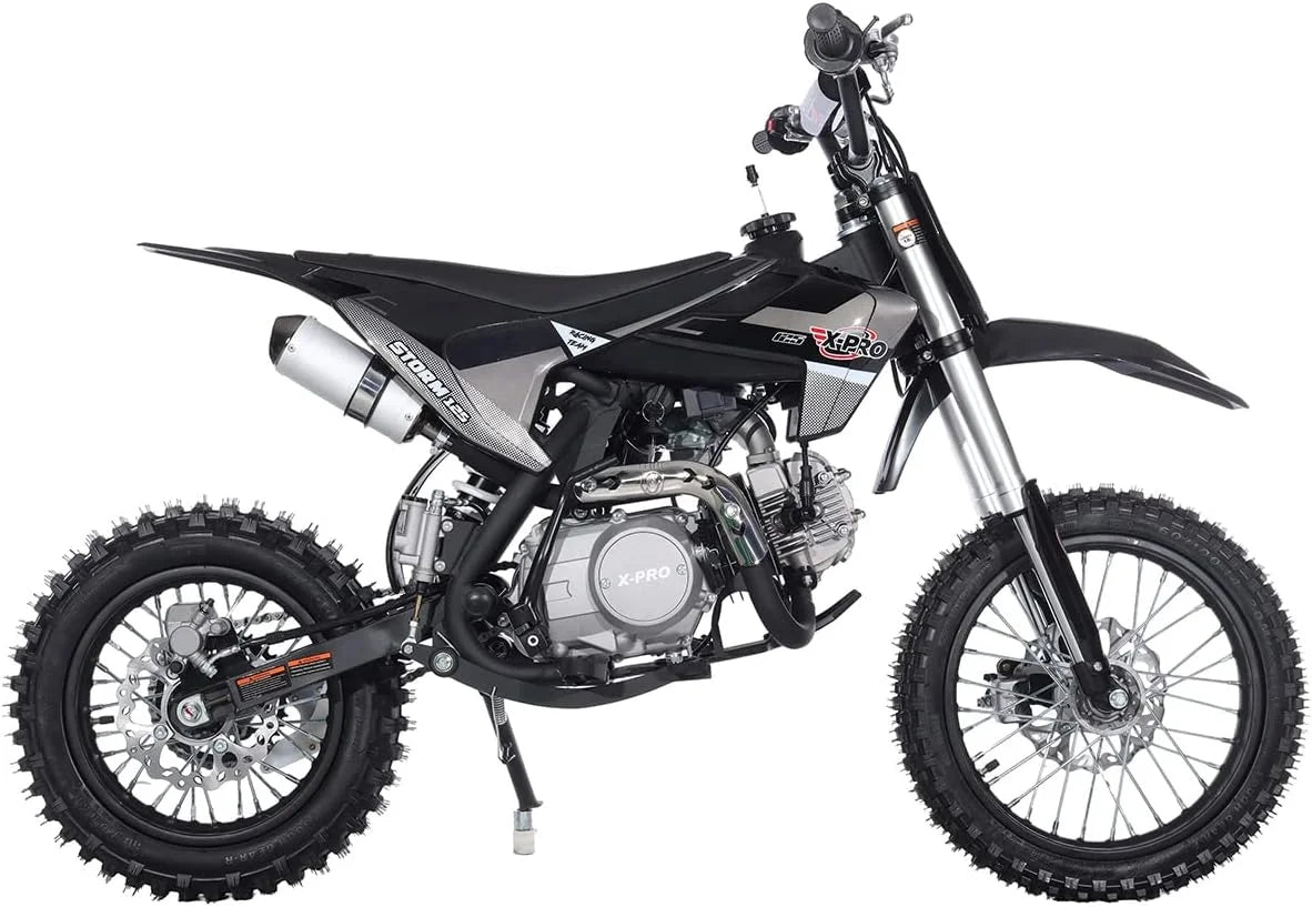 125cc Dirt Bike with 4-Speed Manual Transmission, Kick Start, 14"/12" Tires W77736