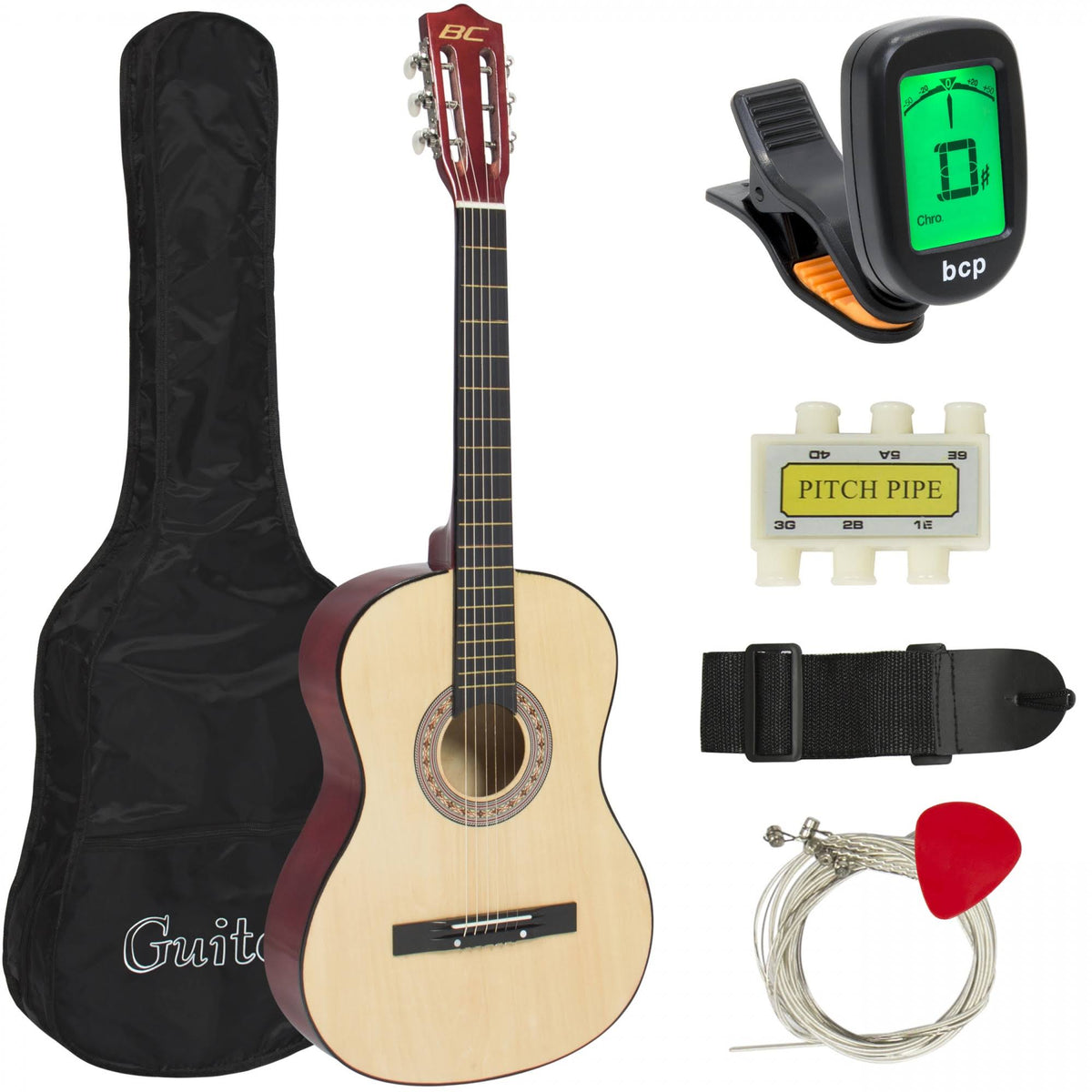 38in Beginner Acoustic Guitar Starter Kit with Case P43054