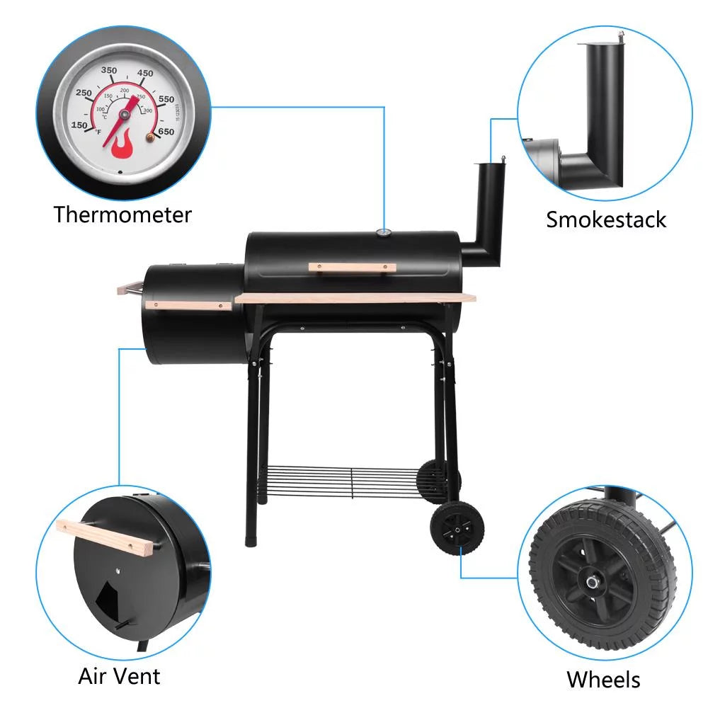 Charcoal Grill Offset Smoker B9888
