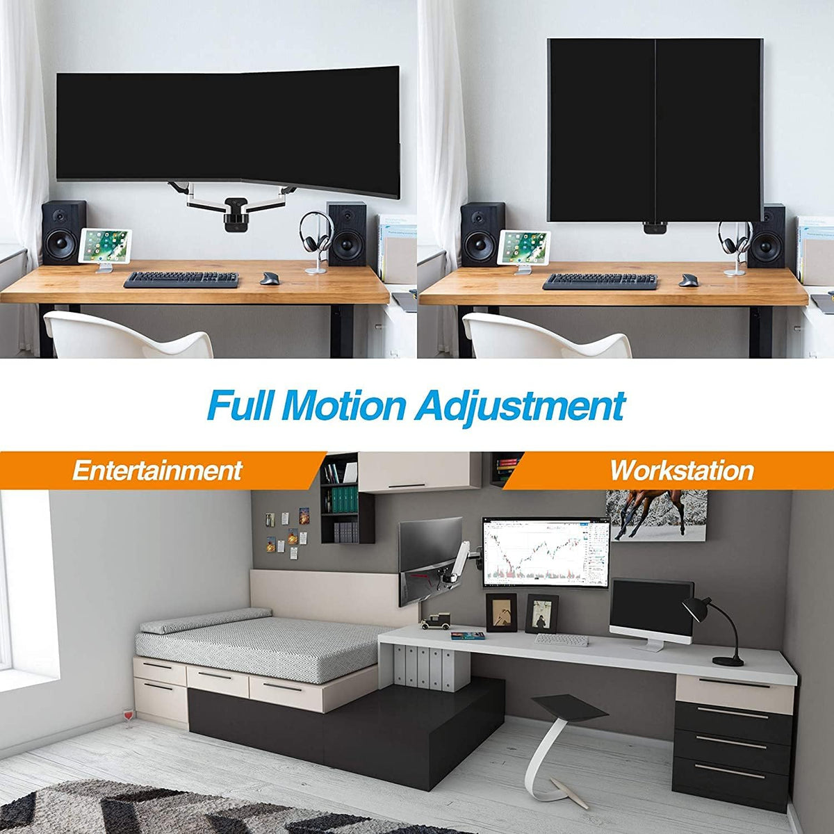 Dual 13-32 Monitor Wall Mount Full Motion Adjustable Monitor Arm A715672