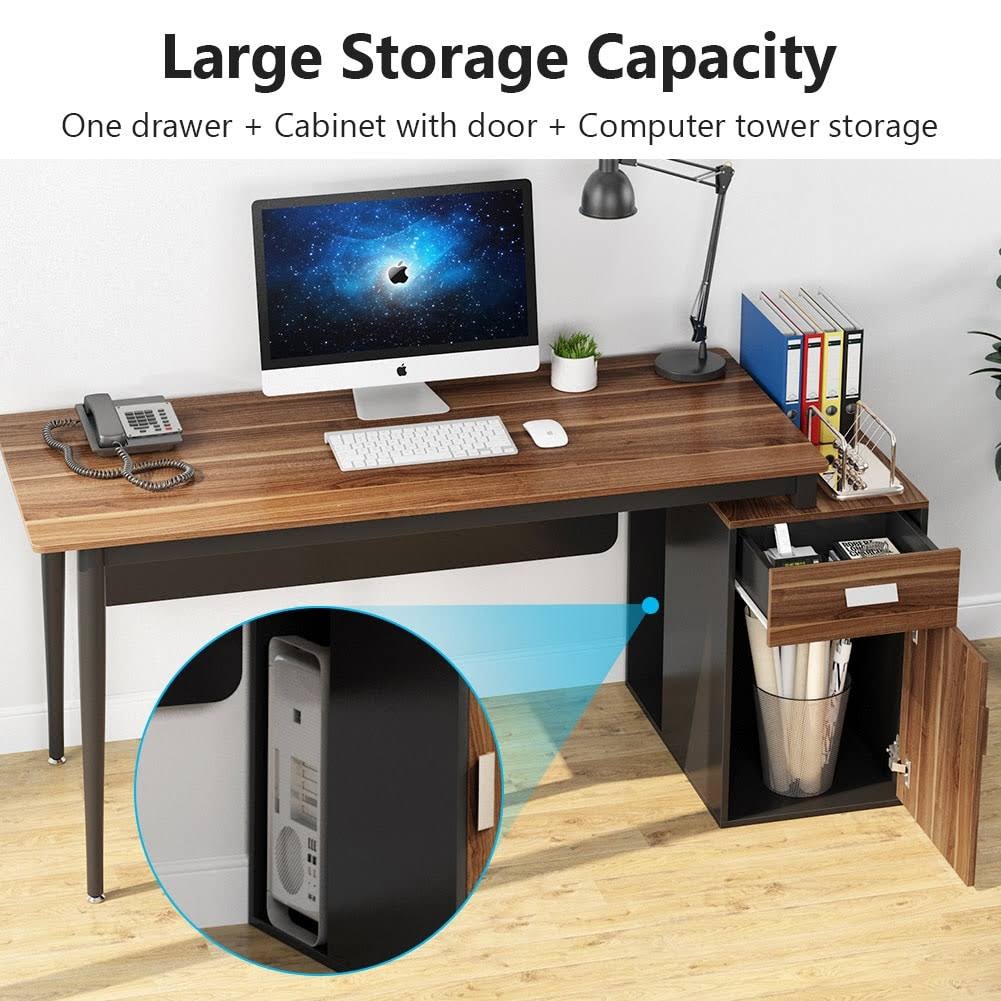 55 inch Computer Desk with Drawers and Storage Cabinet S3003