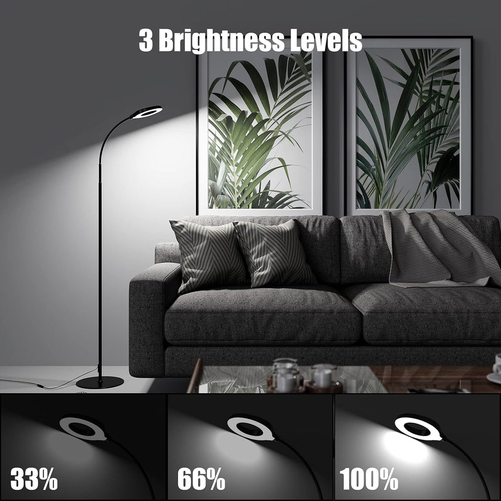 Black Dimmable LED Floor Lamp with Adjustable Gooseneck A606285