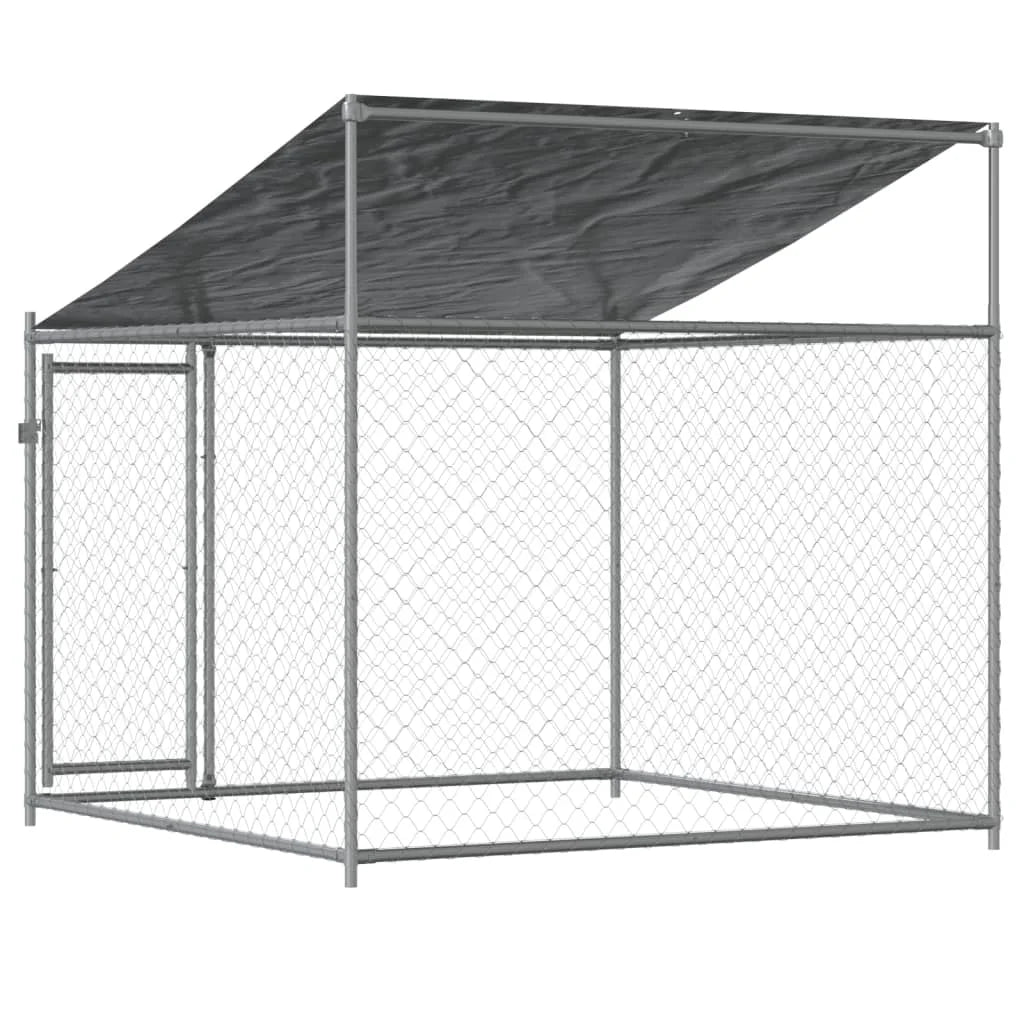 Gray Galvanized Steel Dog Cage 6.6'x6.6'x6.6' H9162