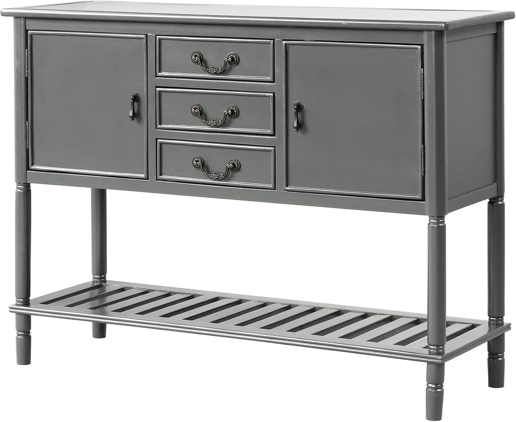 Solid Wood Console Table with 3 Drawers, 2 Cabinet and 1 Shelf W15390