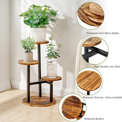 3 Tier Metal Wood Plant Stand D95074