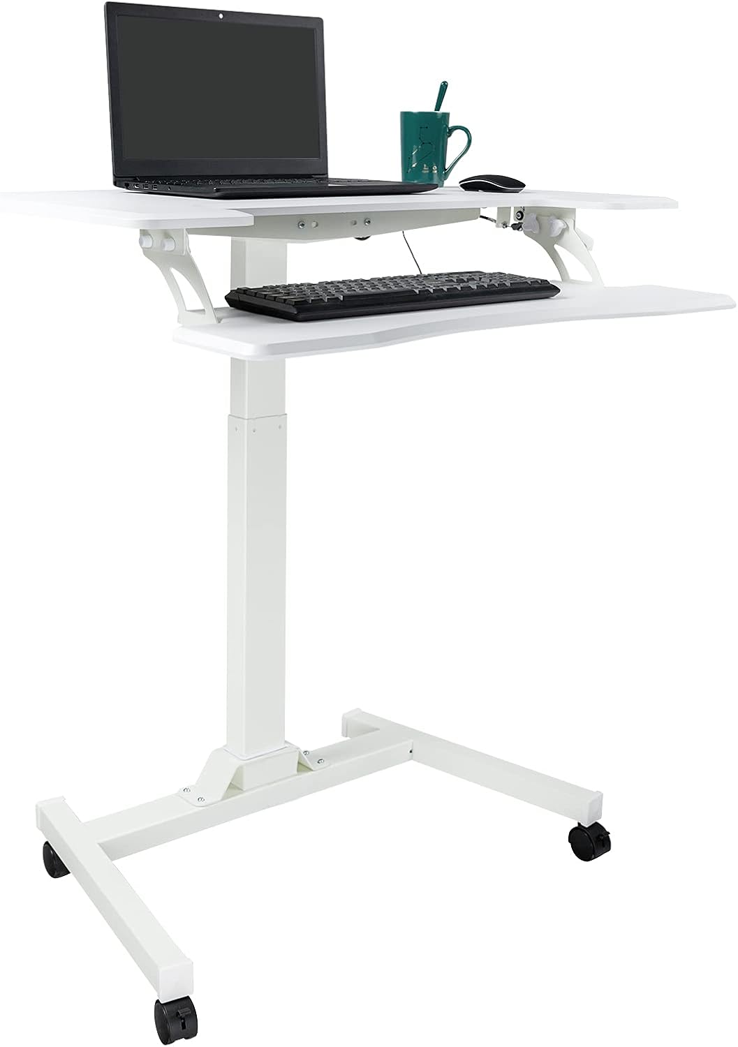White Adjustable Height Laptop Desk Cart U14642