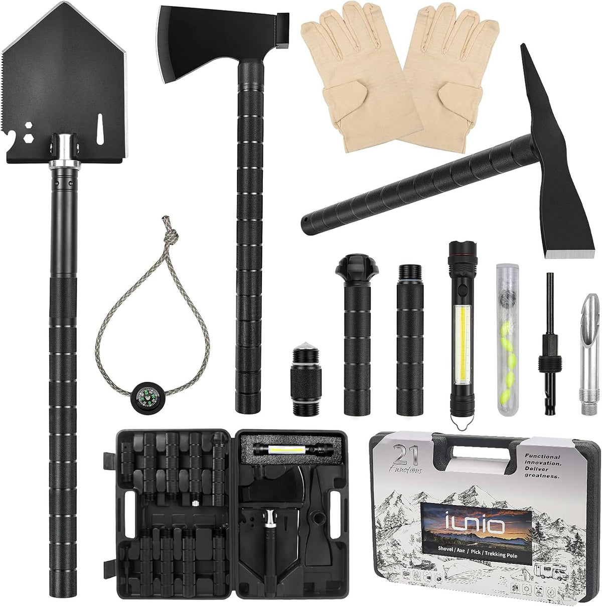 Survival Shovel Axe Kit with Hard Carrying Case Z326799
