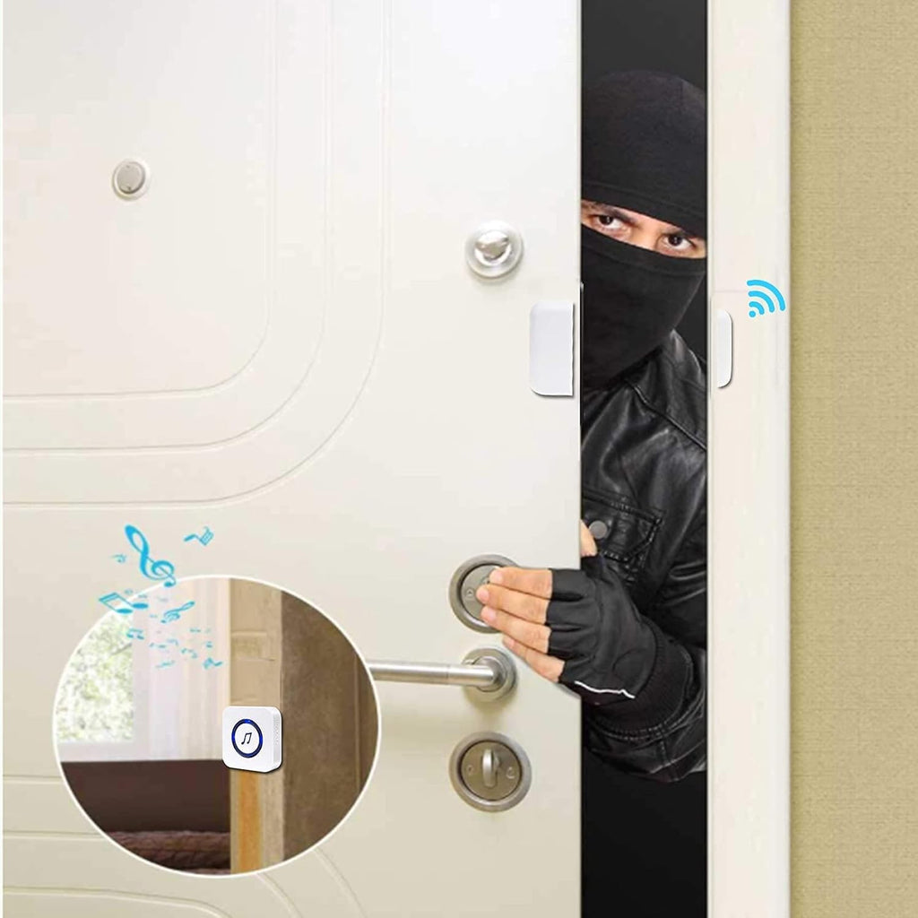 White Pack of 2 Wireless Door Chime with 55 Melodies, 5 Alarms, 1000 ft Range J93635