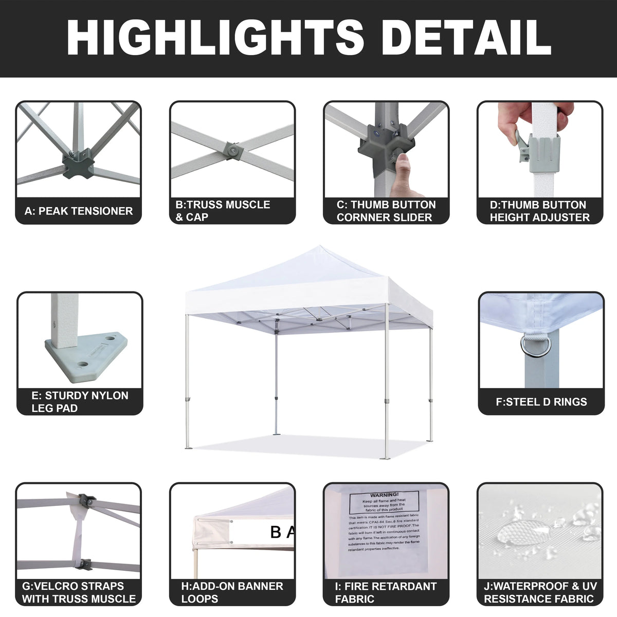 10'x20' Pop up Canopy Tent with Wheeled Bag N87550