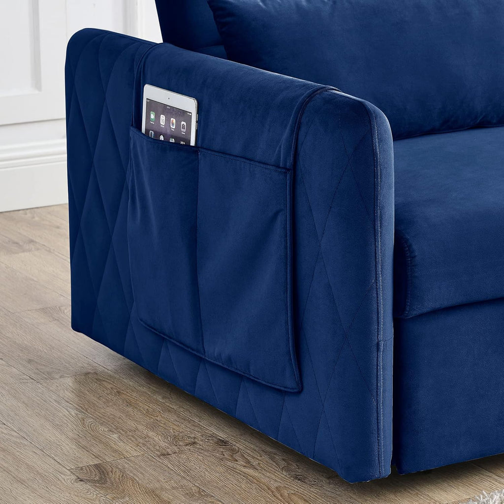 55" Velvet Convertible Sleeper Sofa with Pull Out Bed J3580