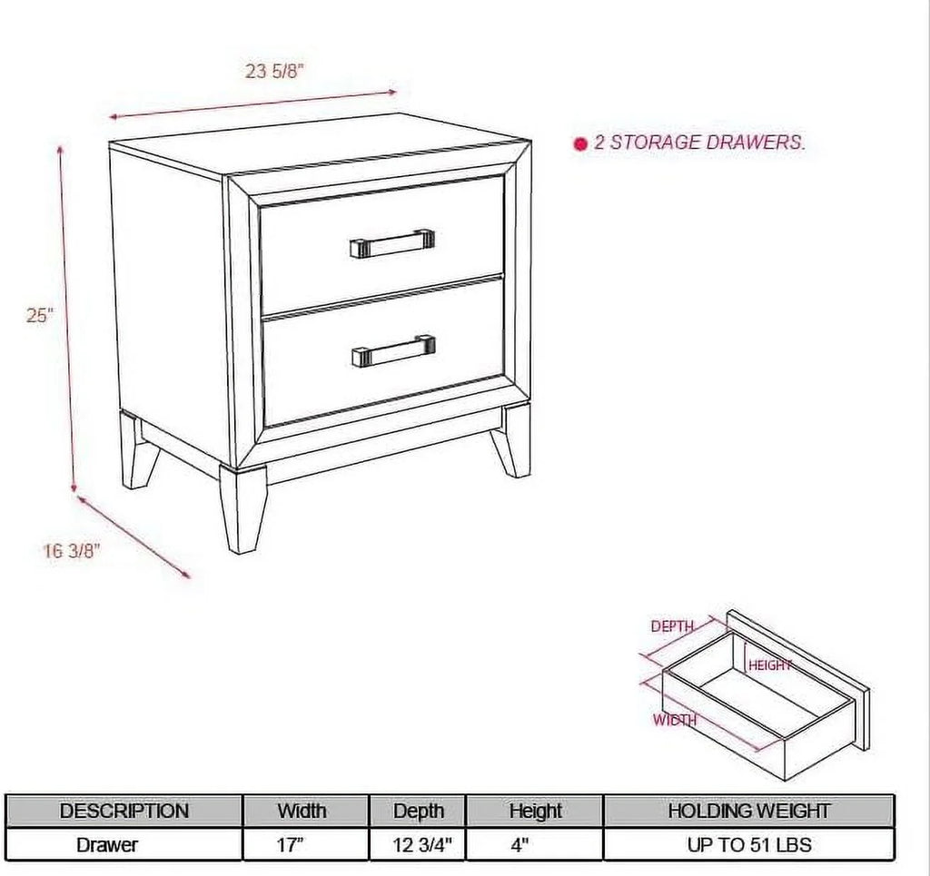 5-Piece King Size Bedroom Set Grey Black N4855