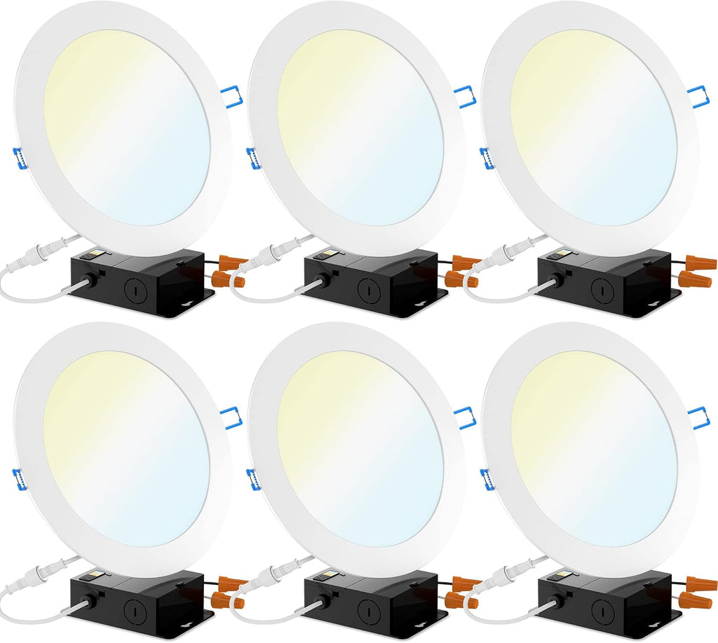 6 Inch Ultra Thin LED Recessed Ceiling Lights Selectable Dimmable 6 Pack N114666