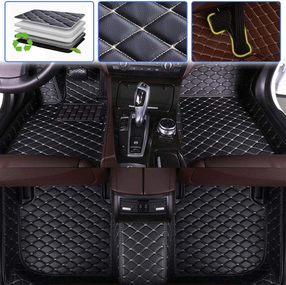 Custom Car Floor Mats Leather Waterproof Anti-Skid Full Coverage Set Black D5371