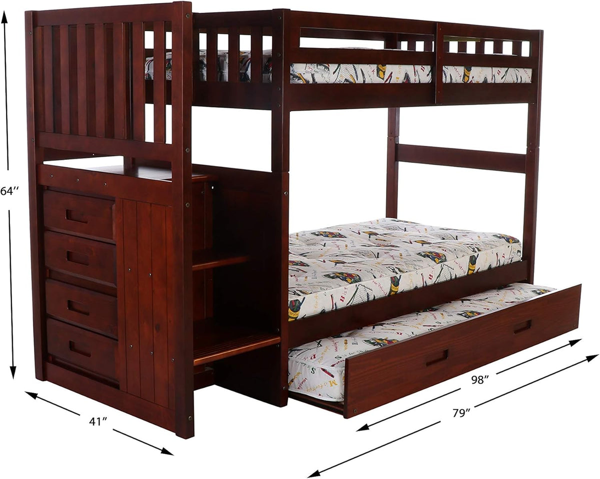 Twin Over Twin Bunk Bed with Trundle U756145